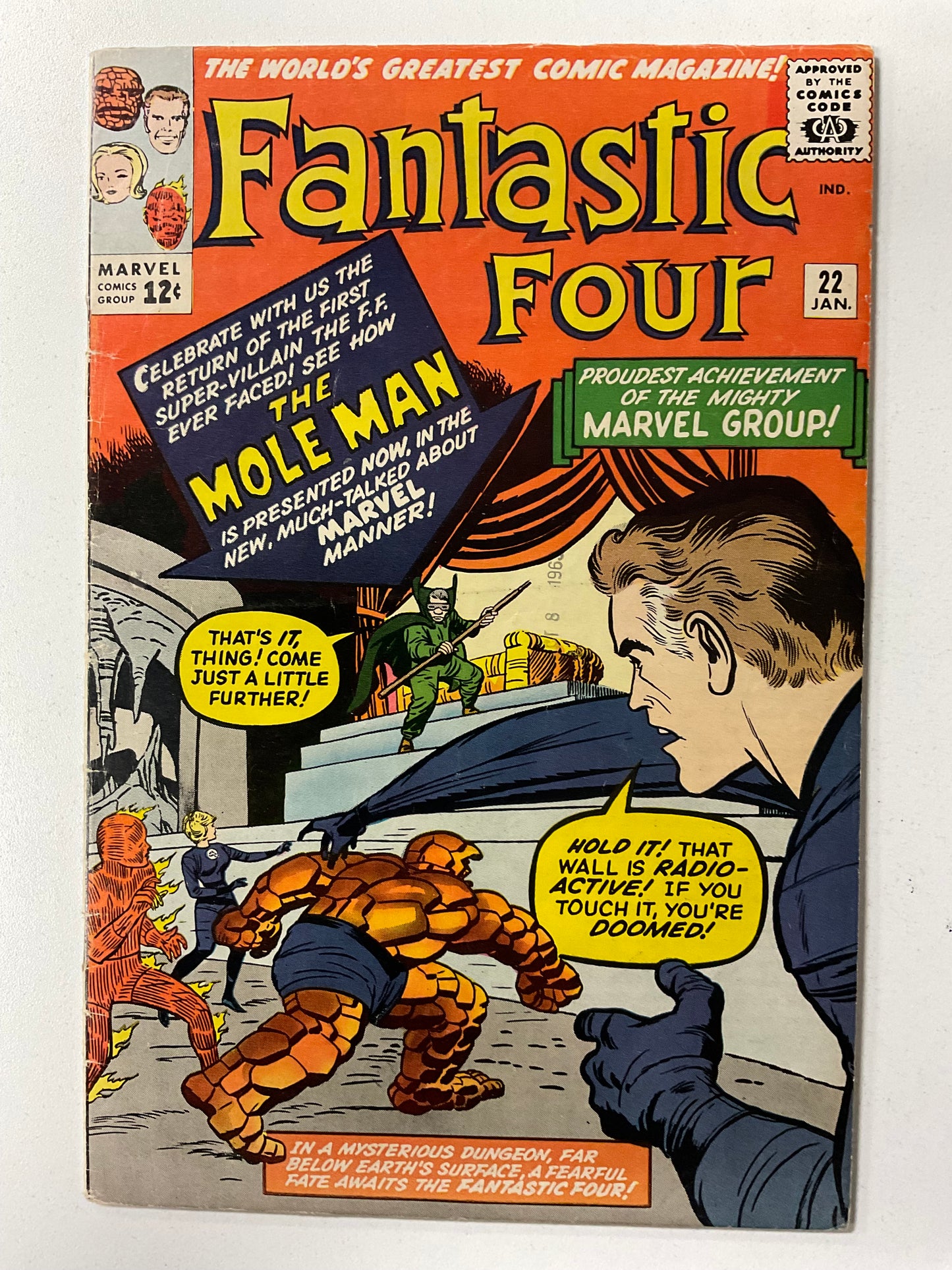 Fantastic Four (1961) #22 VG+ 2nd Mole Man, Thing says “It’s Clobberin’ Time” for the first time
