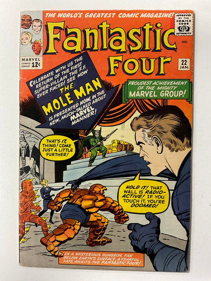 Fantastic Four (1961) #22 VG+ 2nd Mole Man, Thing says “It’s Clobberin’ Time” for the first time