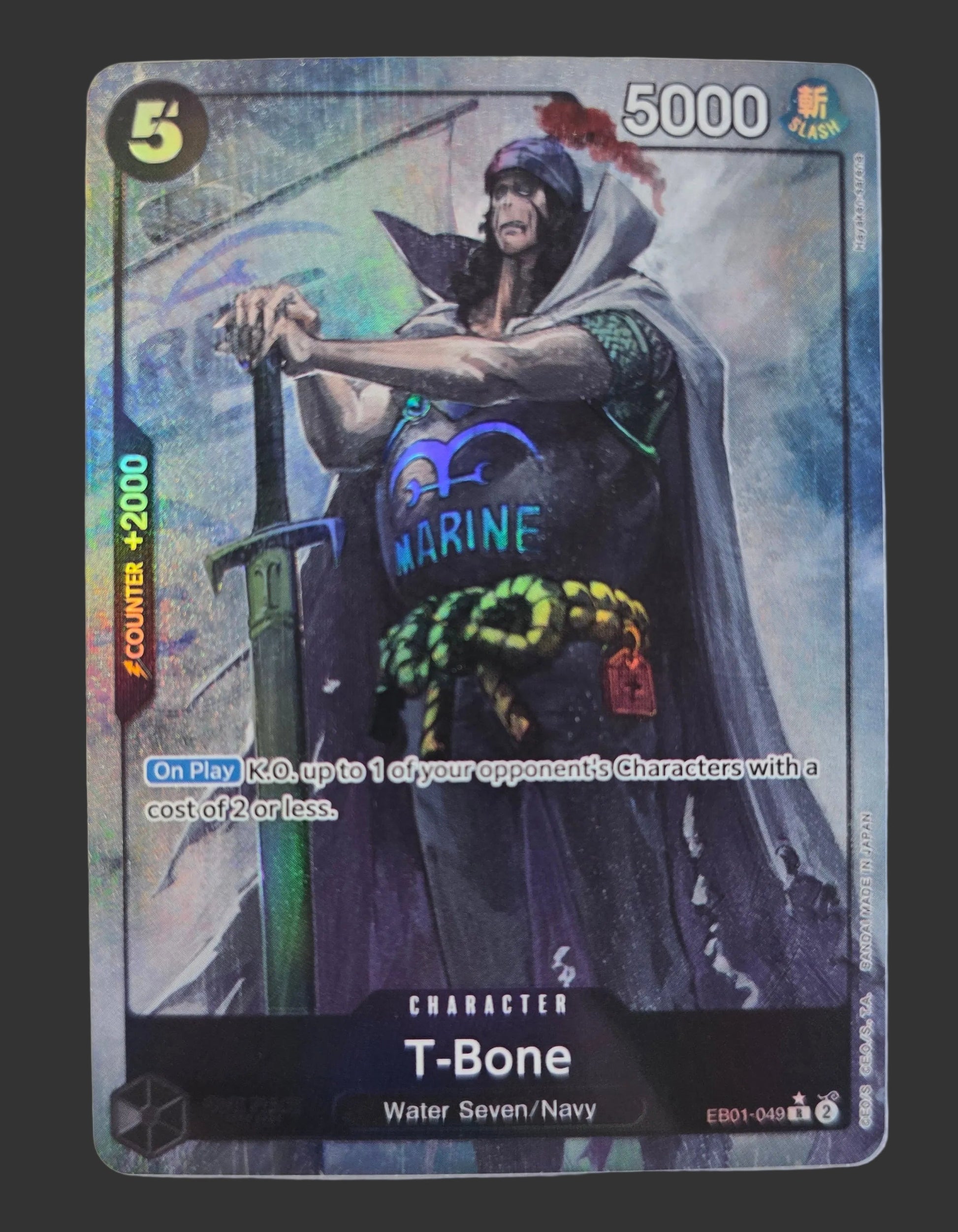 Card featuring a character named T-Bone with glowing text and a dark background