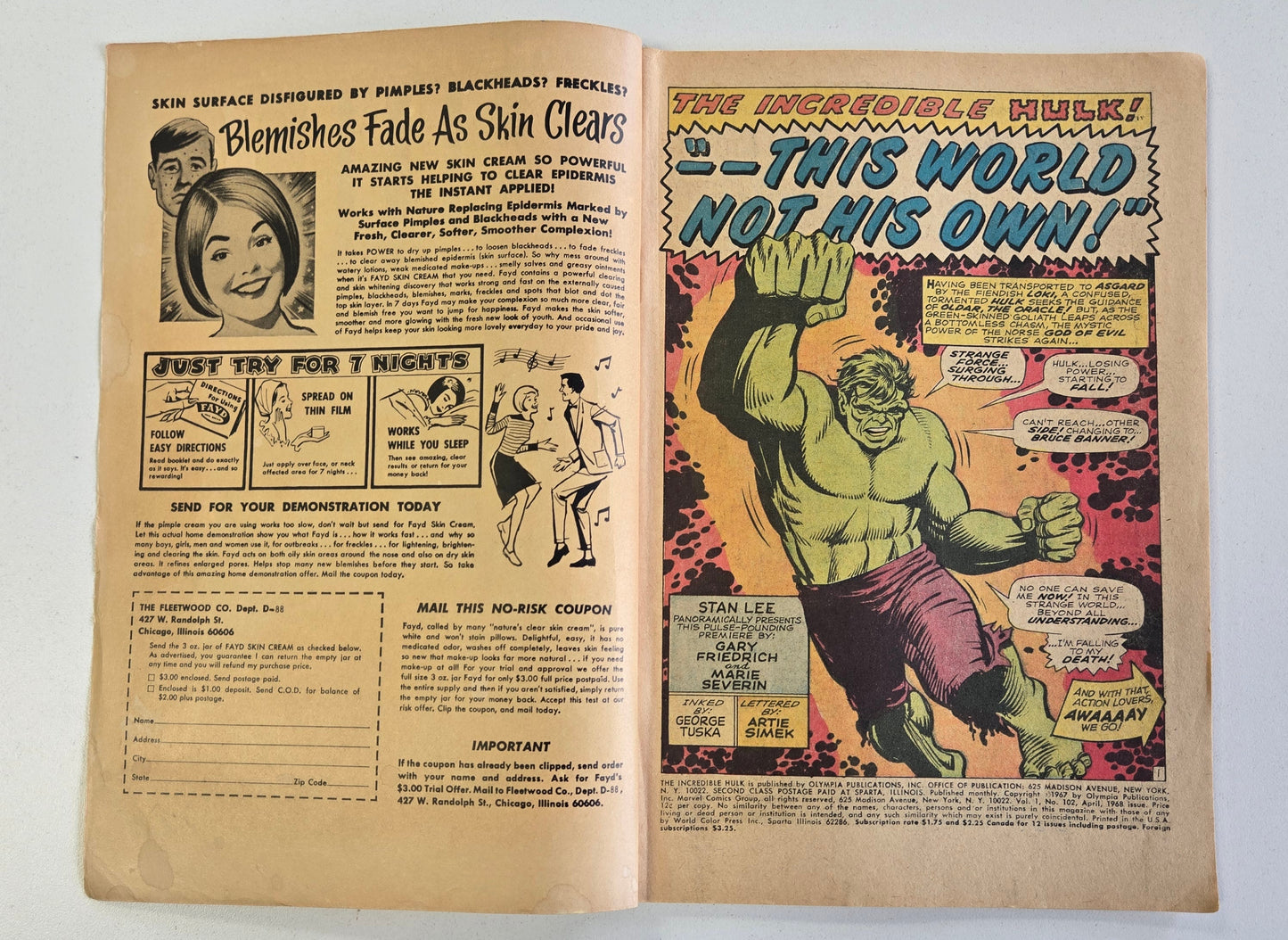 Incredible Hulk (1968) #102 - Big Premiere Issue VG/FN