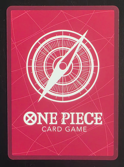 Red card with 'One Piece Card Game' logo and compass design on a black background