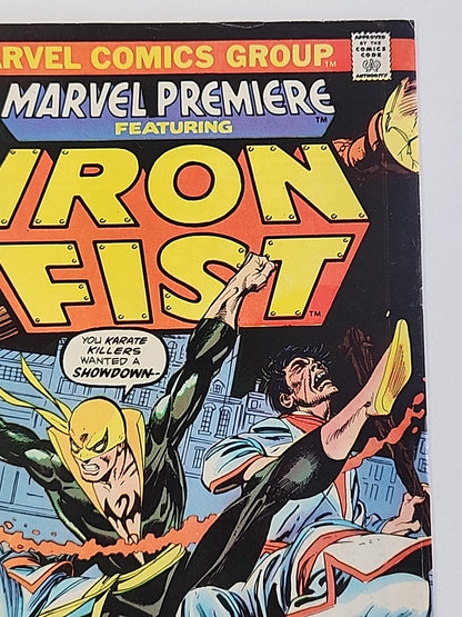 MARVEL PREMIERE (1972) #15 VG/F 1st Appearance of Iron Fist Danny Rand KEY MVS Intact