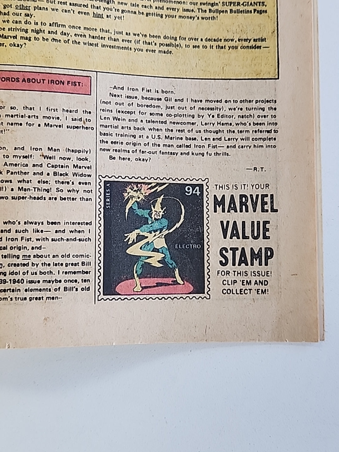 MARVEL PREMIERE (1972) #15 VG/F 1st Appearance of Iron Fist Danny Rand KEY MVS Intact