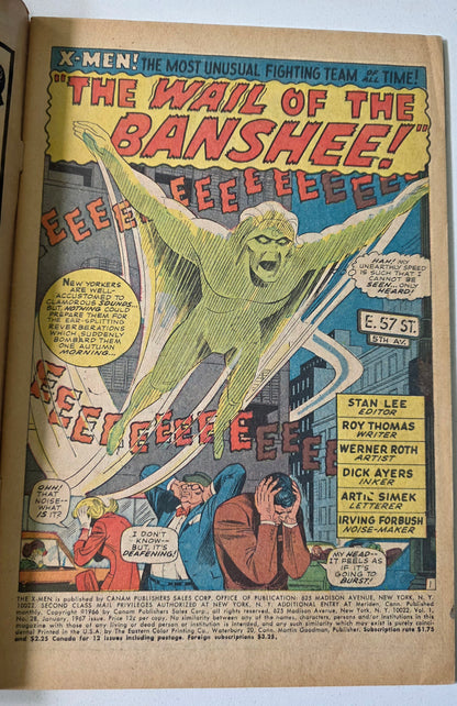 Uncanny X-Men (1963) #28 "The Wail of the Banshee!" 1st Appearance of Banshee