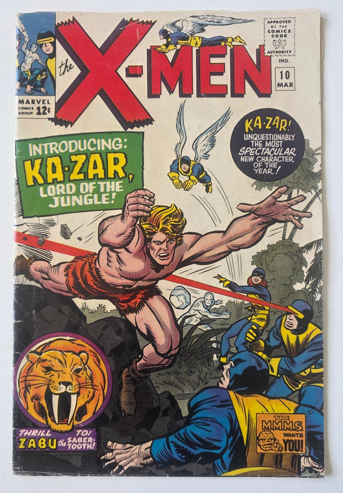 Uncanny X-Men (1963) #10 "The Coming of...Ka-Zar!" 1st Ka-Zar and Zabu in Silver Age, Intro of Savage Land