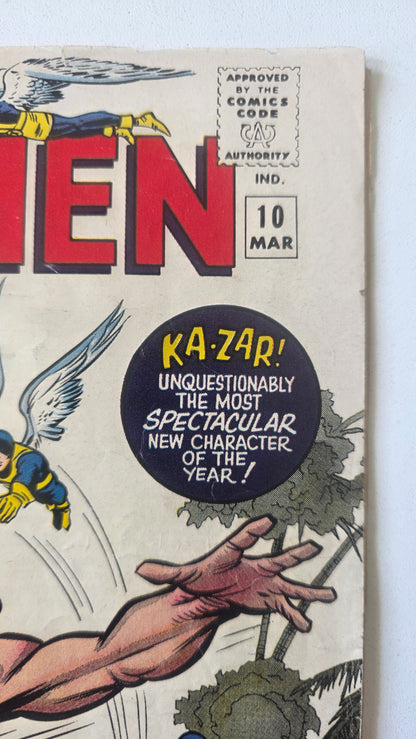 Uncanny X-Men (1963) #10 "The Coming of...Ka-Zar!" 1st Ka-Zar and Zabu in Silver Age, Intro of Savage Land