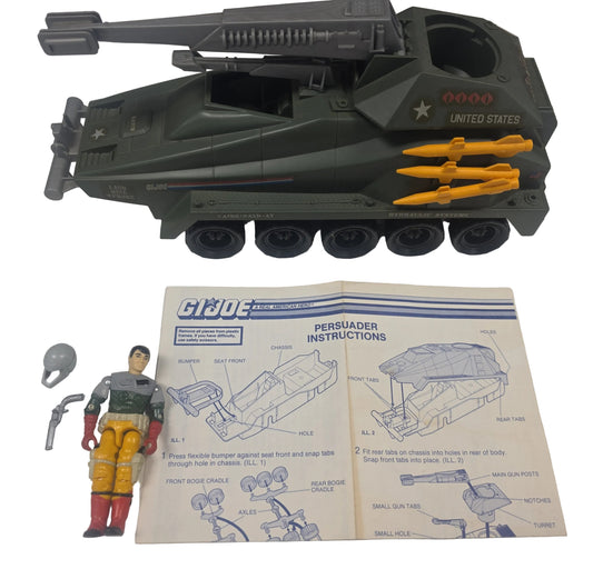 GI JOE VINTAGE 1987 PERSUADER COMPLETE W/BACKSTOP
