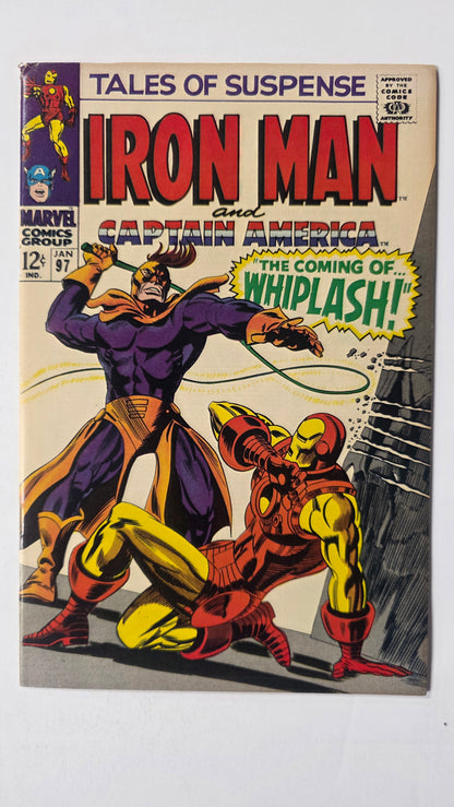 Tales of Suspense (1958) #97 FN/VF (7.0) 1st appearance of Whiplash, 1st meeting of Cap and Black Panther