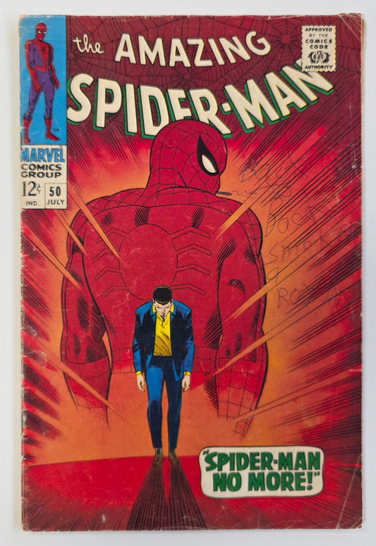 Amazing Spider-Man (1962) #50 "Spider-Man No More!" 1st Appearance of Kingpin, Iconic Cover by Romita Sr