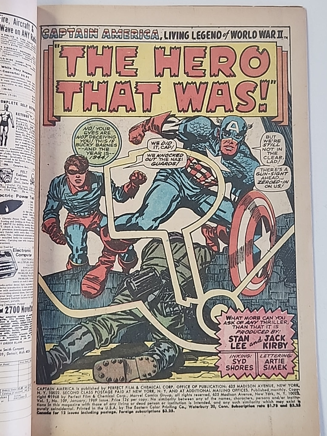 CAPTAIN AMERICA (1968) #109 ORIGIN OF CAP  FN/FN+