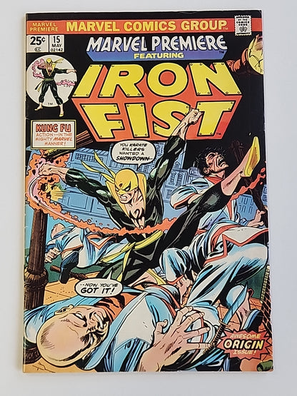 MARVEL PREMIERE (1972) #15 VG/F 1st Appearance of Iron Fist Danny Rand KEY MVS Intact