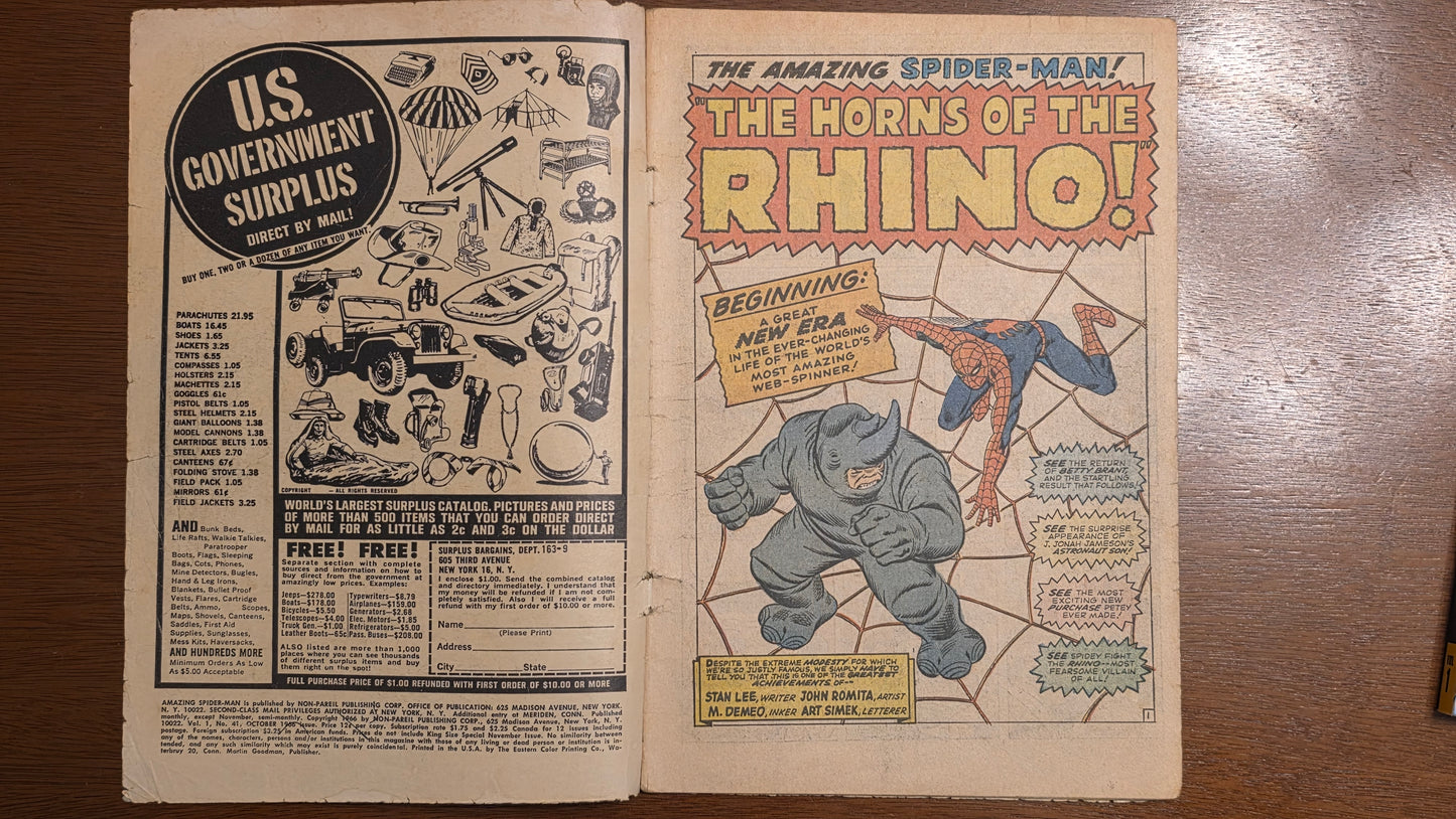 Amazing Spider-Man (1962) #041 1st Appearance of Rino