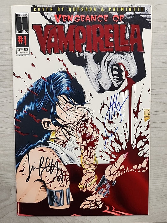 Vengeance of Vampirella #1 Red Foil Signed Quesada & Palmiotti Harris Comics 
