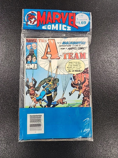 MARVEL COMICS THE A - TEAM 3 COMIC BOOKS ORIGINAL PLASTIC 1984 MINT Sealed