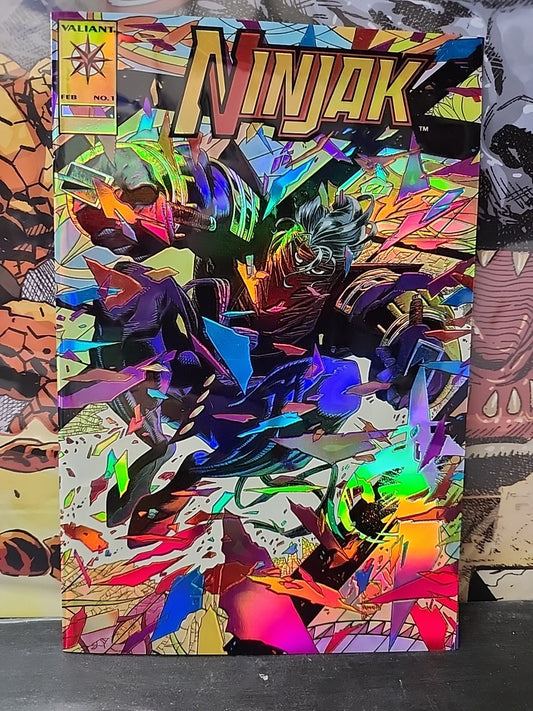VALIANT 1994 NINJAK #1 GOLD Joe Quesada FULL Chromium cover NM Rare