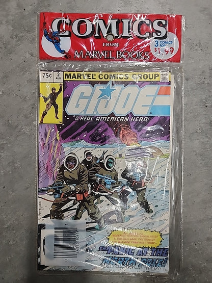 G.I. JOE COMIC BAG sealed 3-pack of RARE MARVEL 2nd Prints #2 26 & 27