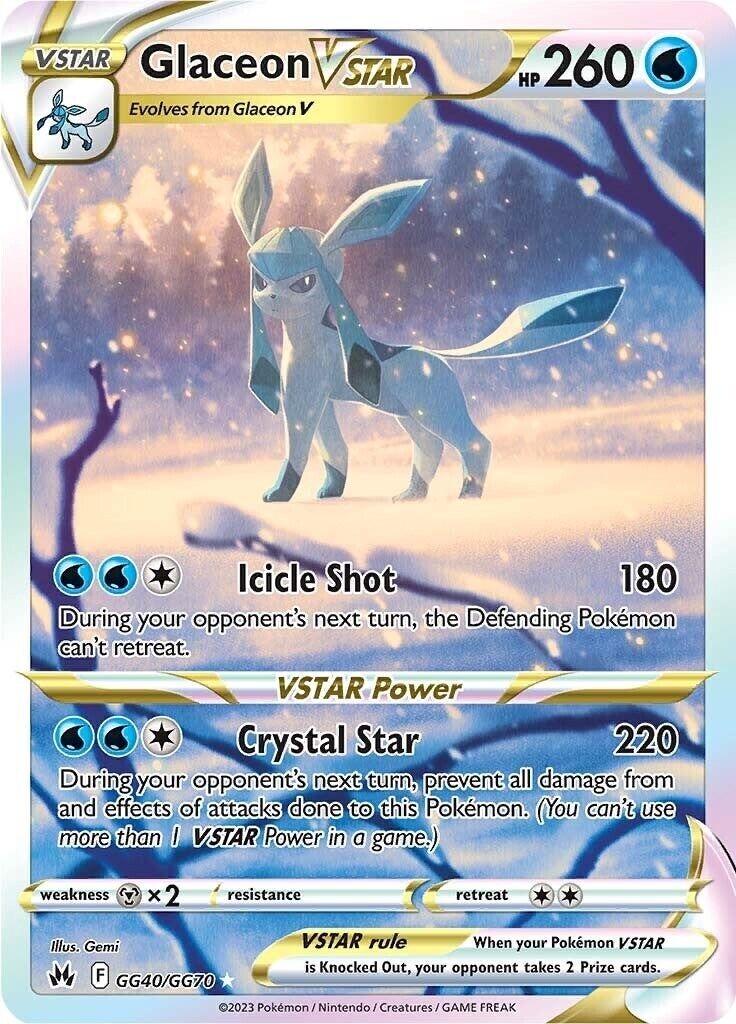 Pokemon Glaceon V Star GG40/GG70 Crown Zenith Galarian Gallery Holo (NM)